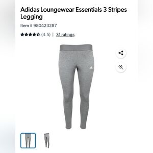 Adidas Gray 3-Stripes Leggings
